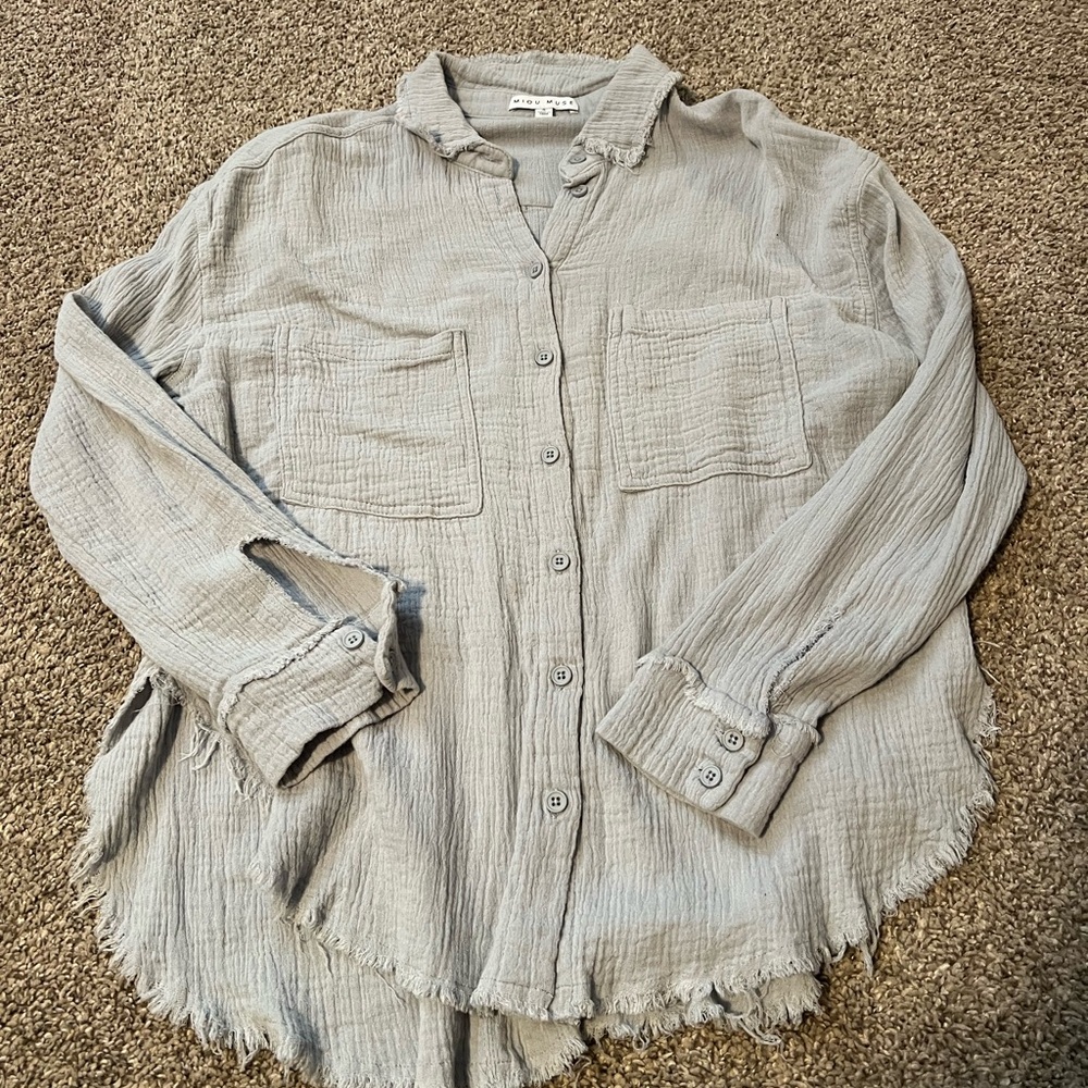 Distressed Button Up